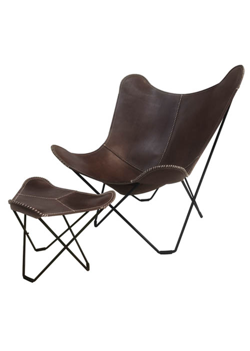 Sillón BKF Cuero M Cuero Marron Oscuro