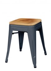 Taburete bajo Tolix Madera Tono Gris Azulado
