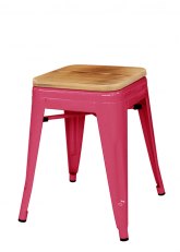 Taburete bajo Tolix Madera Tono Magenta