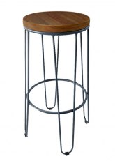 Taburete Alto Lorex Circular Tono Gris Azulado