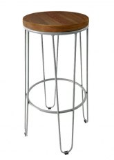 Taburete Alto Lorex Circular Tono Gris Plata Perlado