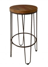 Taburete Alto Lorex Circular Tono Oro Viejo Texturado