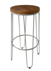 Taburete Alto Lorex Circular Tono Plata Viejo Texturado