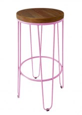 Taburete Alto Lorex Circular Tono Rosa