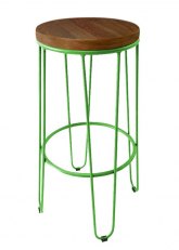 Taburete Alto Lorex Circular Tono Verde Manzana