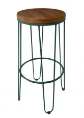 Taburete Alto Lorex Circular Tono Verde Oscuro
