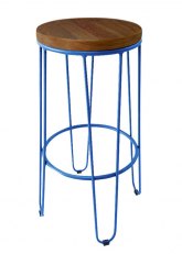 Taburete Alto Lorex Circular Tono Azul Claro
