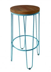 Taburete Alto Lorex Circular Tono Turquesa