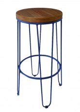 Taburete Alto Lorex Circular Tono Azul Oscuro