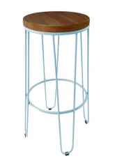 Taburete Alto Lorex Circular Tono Celeste