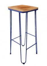 Taburete Alto Lorex Cuadrado Tono Azul Oscuro